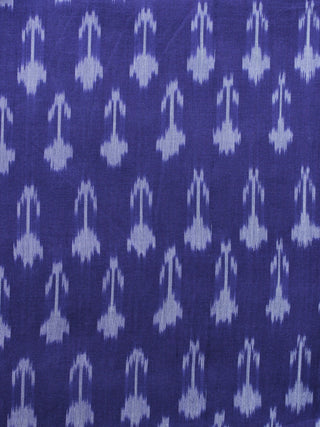 Blue Ivory Pochampally Hand Weaved Ikat Mercerised Cotton Fabric Per Meter - F002F1030