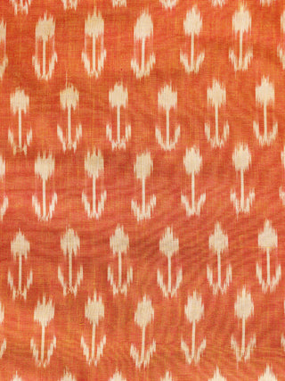Golden Yellow Ivory Pochampally Hand Weaved Ikat Mercerised  Fabric Per Meter - F002F1412