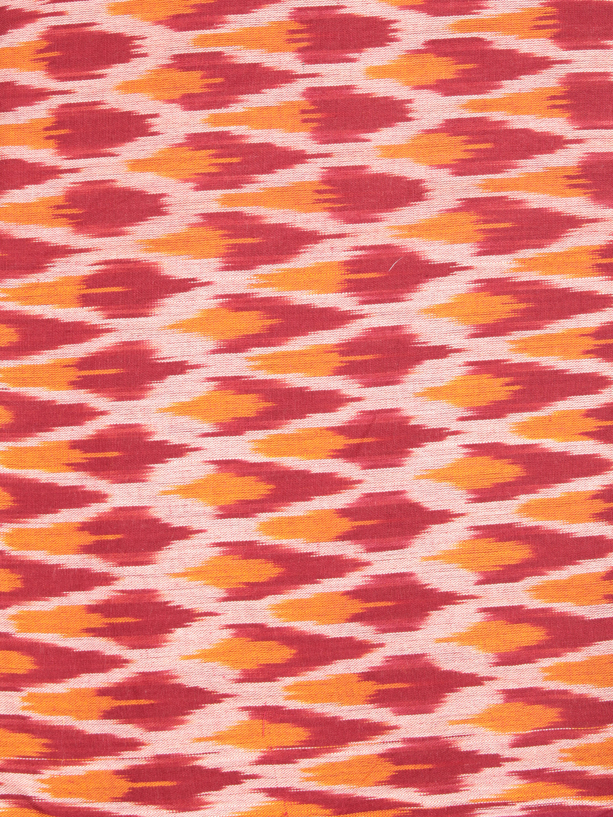 Ivory Red Yellow Hand Woven Ikat Handloom Cotton Fabric Per Meter - F002F2430