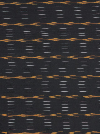 Black Yellow Ivory Pochampally Hand Weaved Ikat Fabric Per Meter - F0916723