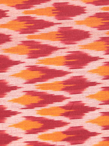 Ivory Red Yellow Hand Woven Ikat Handloom Cotton Fabric Per Meter - F002F2430