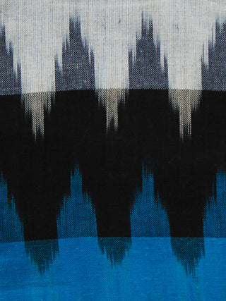 Blue Black Ivory Pochampally Hand Woven Ikat Fabric Per Meter - F002F931