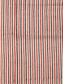 OffWhite Red Black Hand Block Printed Cotton Fabric Per Meter - F001F2448
