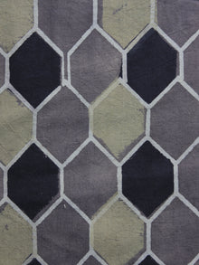 Grey Black Green Ajrakh Printed Cotton Fabric Per Meter - F003F1167