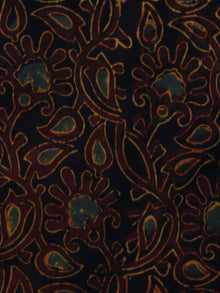 Black Maroon Rust Orange Ajrakh Hand Block Printed Cotton Blouse Fabric - BPA011