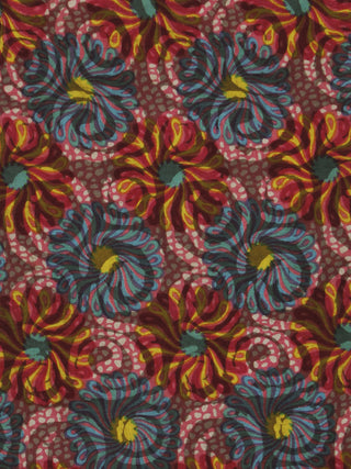Pink Grey Red Yellow Hand Block Printed Cotton Fabric Per Meter - F001F778