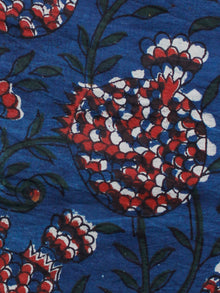 Indigo Red Ivory Hand Block Printed Cotton Fabric Per Meter - F001F1341