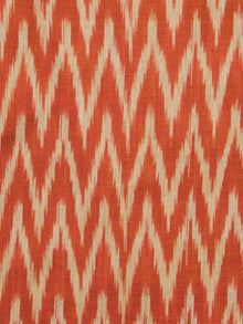 Rust Orange Ivory Pochampally Hand Woven Ikat Fabric Per Meter - F002F910