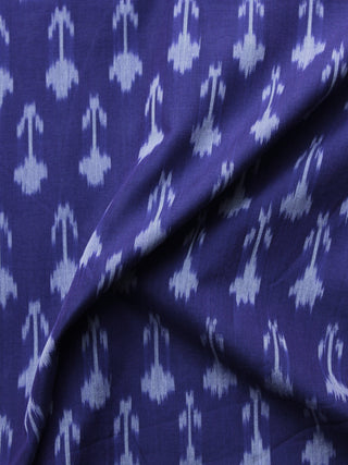 Blue Ivory Pochampally Hand Weaved Ikat Mercerised Cotton Fabric Per Meter - F002F1030