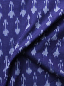 Blue Ivory Pochampally Hand Weaved Ikat Mercerised Cotton Fabric Per Meter - F002F1030