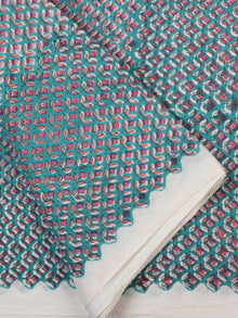 Green Coral Hand Block Printed Cotton Fabric Per Meter - F001F2275