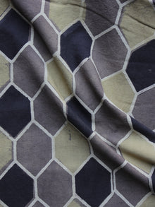 Grey Black Green Ajrakh Printed Cotton Fabric Per Meter - F003F1167