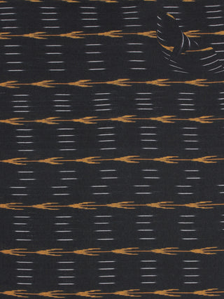 Black Yellow Ivory Pochampally Hand Weaved Ikat Fabric Per Meter - F0916723