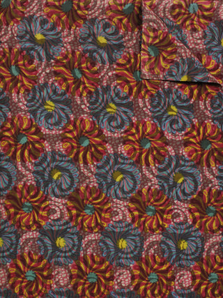 Pink Grey Red Yellow Hand Block Printed Cotton Fabric Per Meter - F001F778