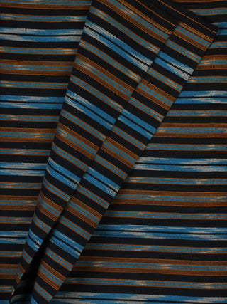 Blue Black grey Hand Woven Ikat Handloom Cotton Fabric Per Meter - F002F2215