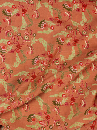 Rust Green Magenta Hand Block Printed Cotton Fabric Per Meter - F001F2292