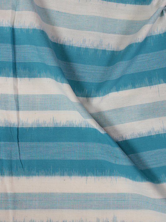 Sky Blue Ivory Pochampally Hand Weaved Double Ikat Fabric Per Meter - F002F855