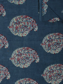 Indigo Maroon Ivory Ajrakh Block Printed Cotton Fabric Per Meter - F003F846