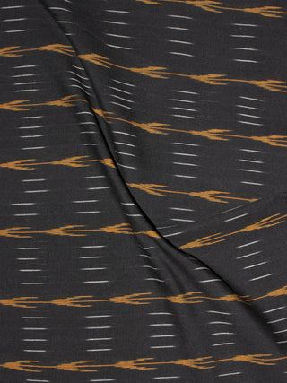 Black Yellow Ivory Pochampally Hand Weaved Ikat Fabric Per Meter - F0916723