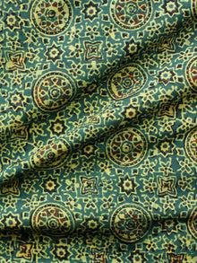 Green Yellow Black Rust Ajrakh Hand Block Printed Cotton Fabric Per Meter - F003F1682