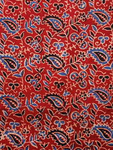 Red Black Indigo Ivory Ajrakh Hand Block Printed Cotton Fabric Per Meter - F003F1685