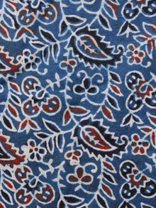 Indigo Black Maroon Ivory Ajrakh Hand Block Printed Cotton Fabric Per Meter - F003F1687
