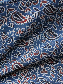 Indigo Black Maroon Ivory Ajrakh Hand Block Printed Cotton Fabric Per Meter - F003F1687