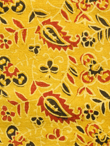 Yellow Black Red Ajrakh Hand Block Printed Cotton Fabric Per Meter - F003F1688