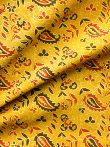 Yellow Black Red Ajrakh Hand Block Printed Cotton Fabric Per Meter - F003F1688