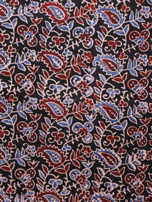 Black Rust Indigo Ivory Ajrakh Hand Block Printed Cotton Fabric Per Meter - F003F1689