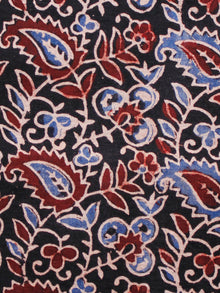 Black Rust Indigo Ivory Ajrakh Hand Block Printed Cotton Fabric Per Meter - F003F1689