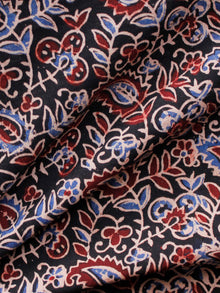 Black Rust Indigo Ivory Ajrakh Hand Block Printed Cotton Fabric Per Meter - F003F1689