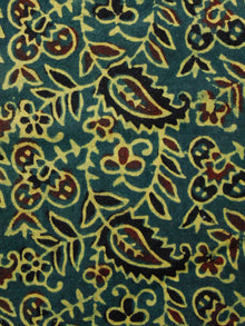 Green Rust Yellow Ajrakh Hand Block Printed Cotton Fabric Per Meter - F003F1690