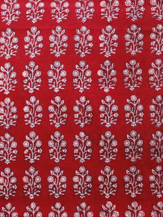 Red Black Ivory Bagh Printed Cotton Fabric Per Meter - F005F1691