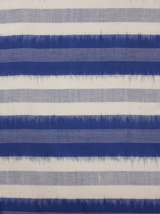 Royal Blue Ivory Grey Pochampally Hand Weaved Double Ikat Fabric Per Meter - F002F856