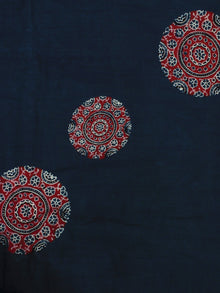 Indigo Maroon Ivory Ajrakh Block Printed Cotton Fabric Per Meter - F0916684