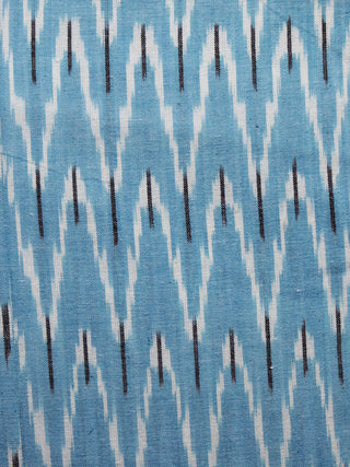 Turquoise Ivory Black Pochampally Hand Woven Ikat Fabric Per Meter - F002F911