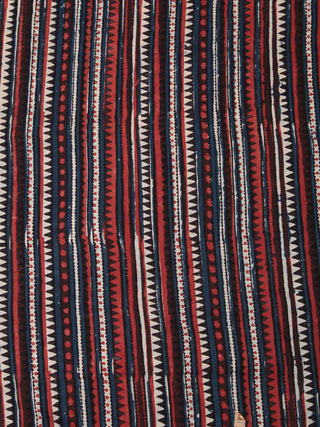 Indigo Rust Black Hand Block Printed Cotton Fabric Per Meter - F001F2449