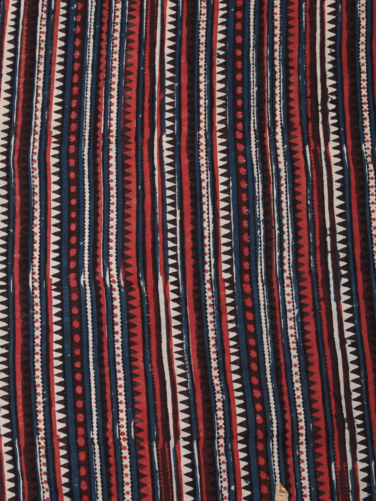 Indigo Rust Black Hand Block Printed Cotton Fabric Per Meter - F001F2449