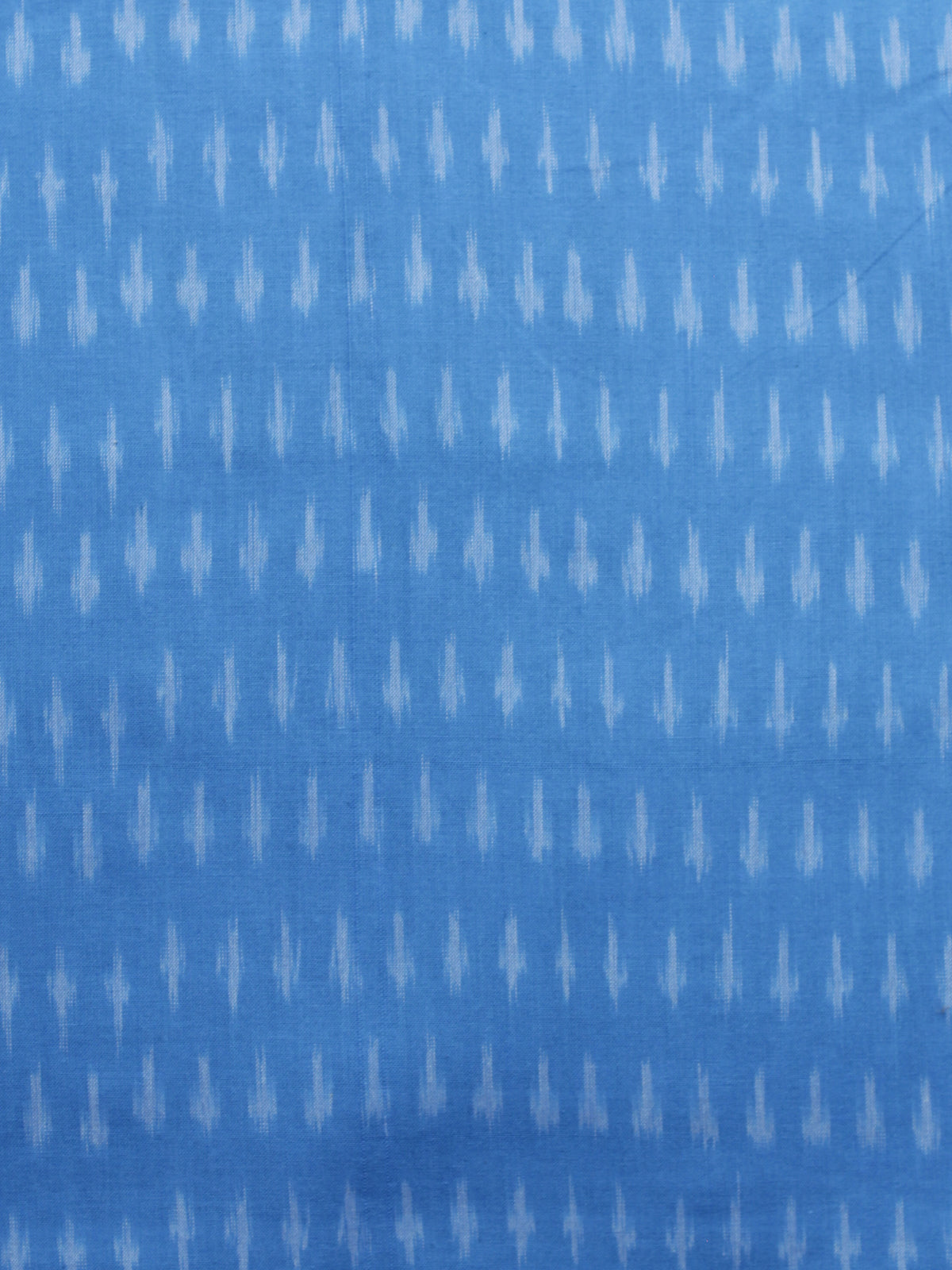 Blue Ivory Pochampally Hand Weaved Ikat Mercerised Cotton Fabric Per Meter - F002F1031
