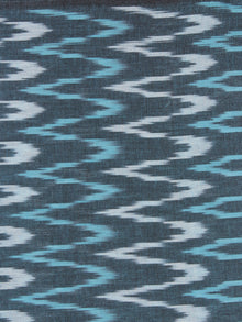 Grey Blue Ivory Pochampally Hand Weaved Ikat Fabric Per Meter - F0916724