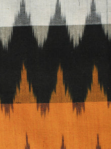 Orange Black Ivory Pochampally Hand Woven Ikat Fabric Per Meter - F002F932