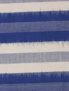 Royal Blue Ivory Grey Pochampally Hand Weaved Double Ikat Fabric Per Meter - F002F856