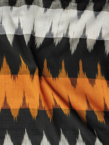 Orange Black Ivory Pochampally Hand Woven Ikat Fabric Per Meter - F002F932