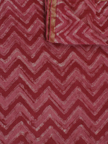 Dark Pink Red White Hand Block Printed Chanderi Silk Fabric Per Meter - F0916199