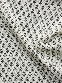 Ivory Grey Black Hand Block Printed Cotton Fabric Per Meter - F001F1058