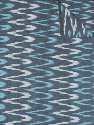 Grey Blue Ivory Pochampally Hand Weaved Ikat Fabric Per Meter - F0916724