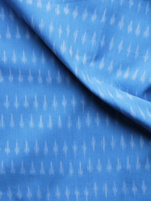 Blue Ivory Pochampally Hand Weaved Ikat Mercerised Cotton Fabric Per Meter - F002F1031