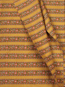 Mustard Green Orange Block Printed Cotton Fabric Per Meter - F001F2251