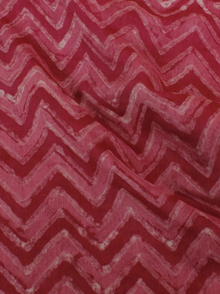 Dark Pink Red White Hand Block Printed Chanderi Silk Fabric Per Meter - F0916199